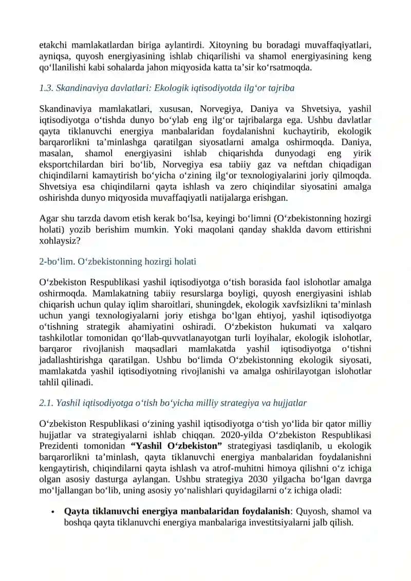 YASHIL IQTISODIYOT GLOBAL TENDENSIYALARINING O‘ZBEKISTON UCHUN AHAMIYATI VA MOSLASHUV IMKONIYATLARI 3