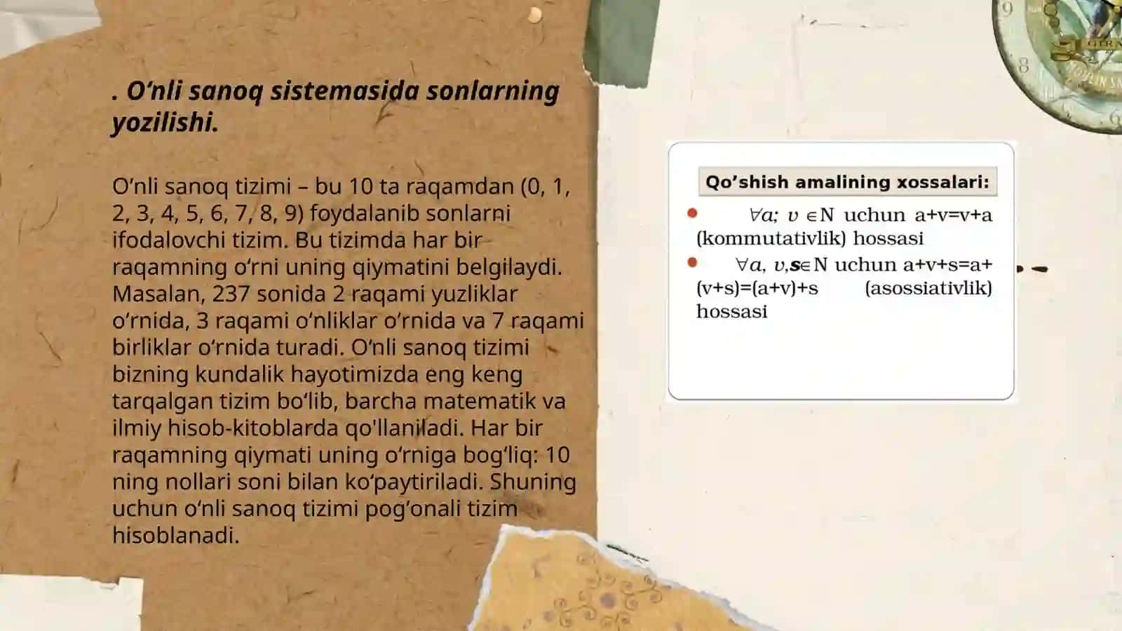 O‘nli pozitsion sanoq sistemasida sonlarning yozilishi va o‘qilishi 3