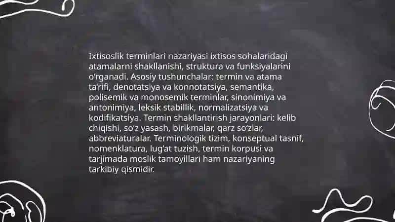 Ixtisoslik terminlari ustida ishlash 3