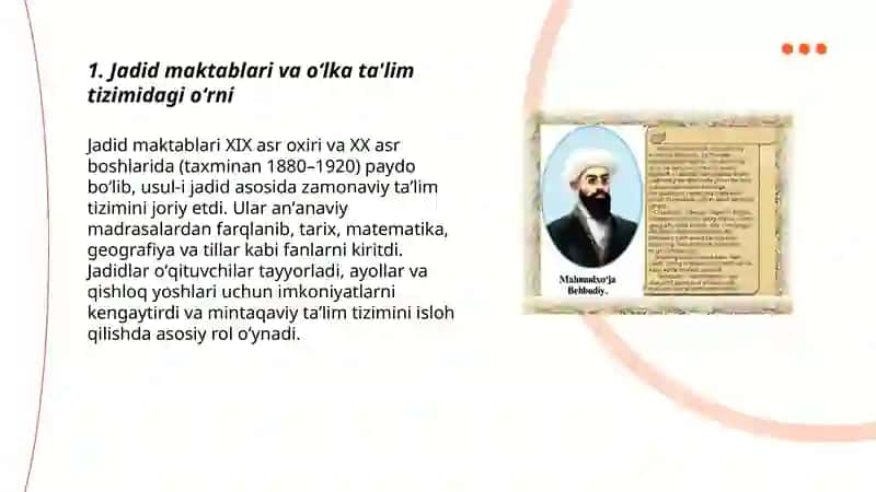 Jadid maktablari va oʻlka ta'lim tizimidagi oʻrni 3