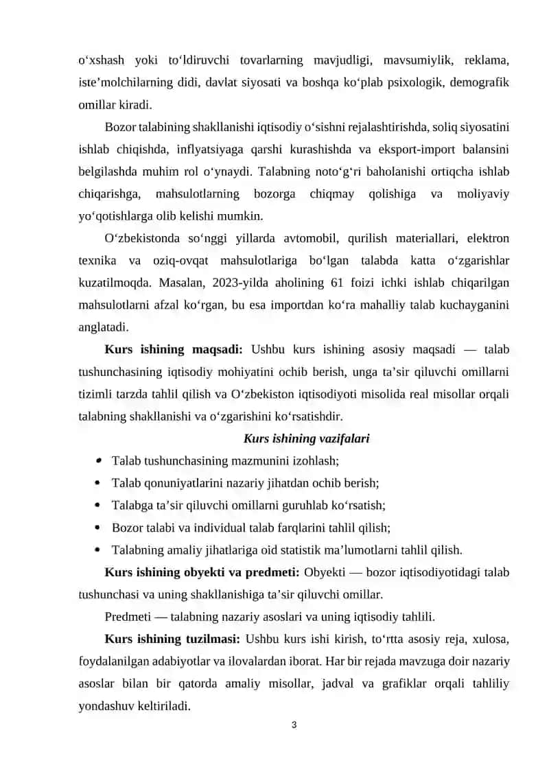 Talab tushunchasi, talab miqdoriga ta’sir qiluvchi omillar 3