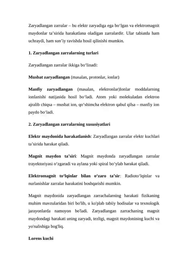 Zaryadlangan zarralarining magnit maydondagi harakati va ularning turlari 3