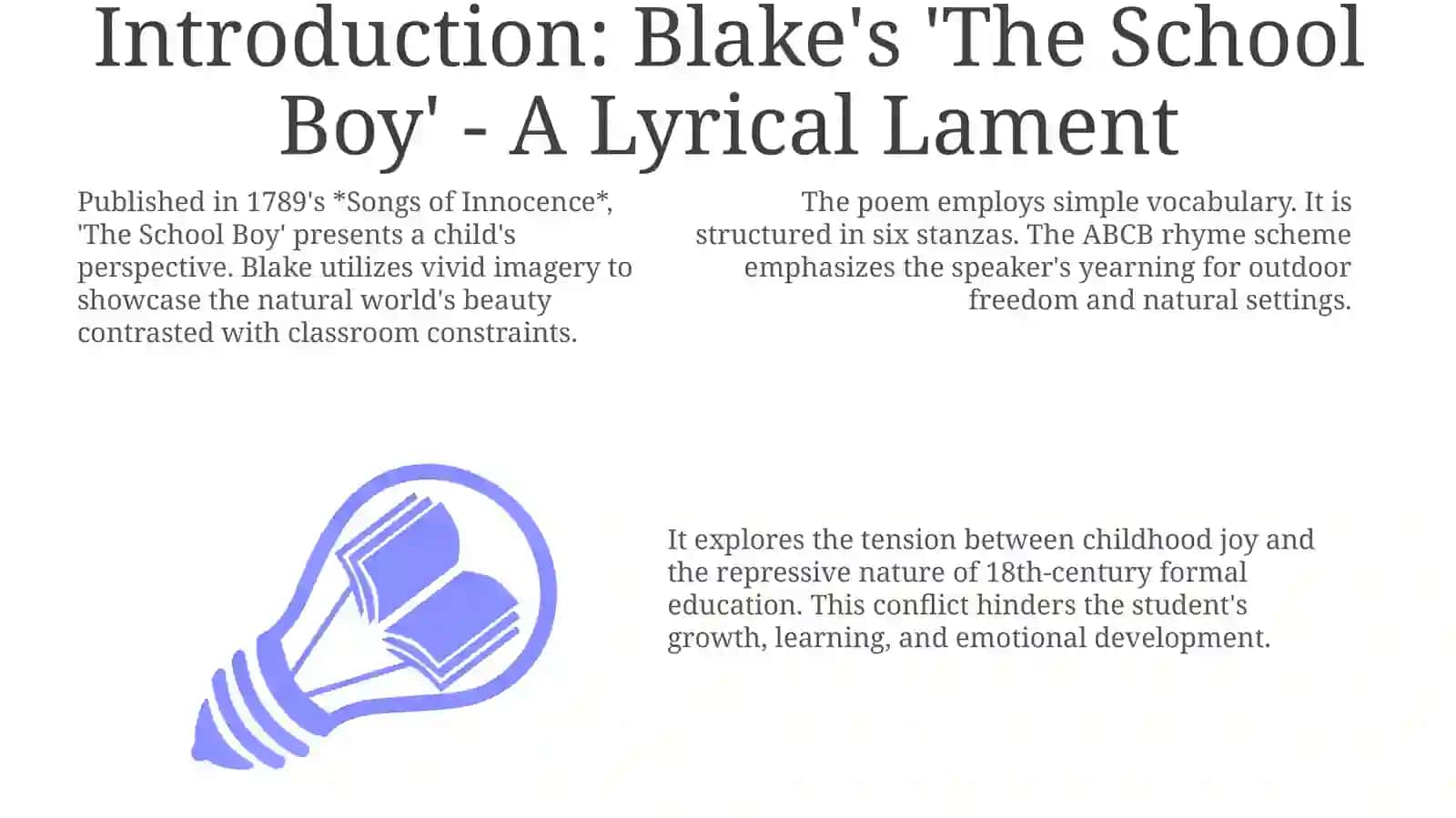Blake's 'The School Boy' - A Lyrical Lament 3