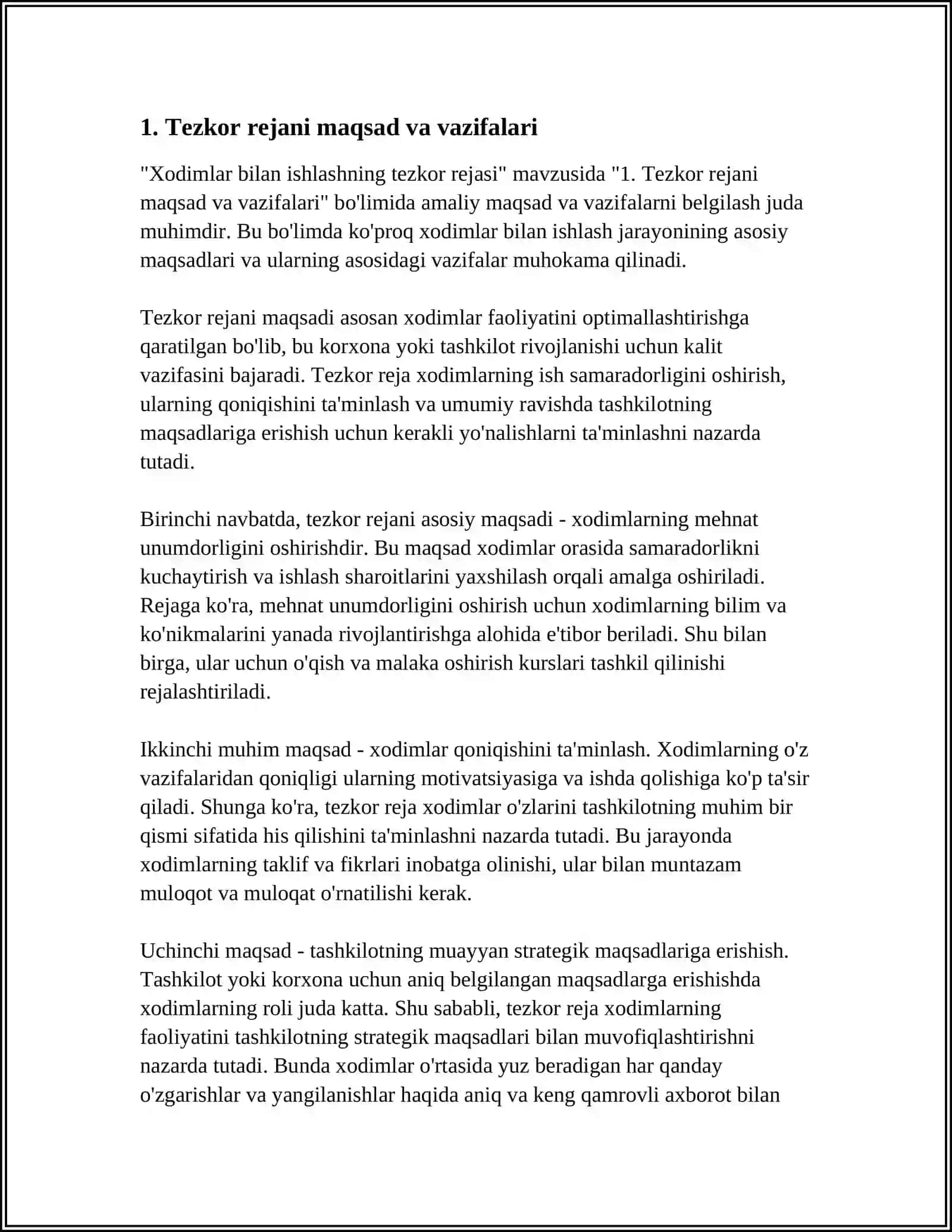 XODIMLAR BILAN ISHLASHNING TEZKOR REJASI 3