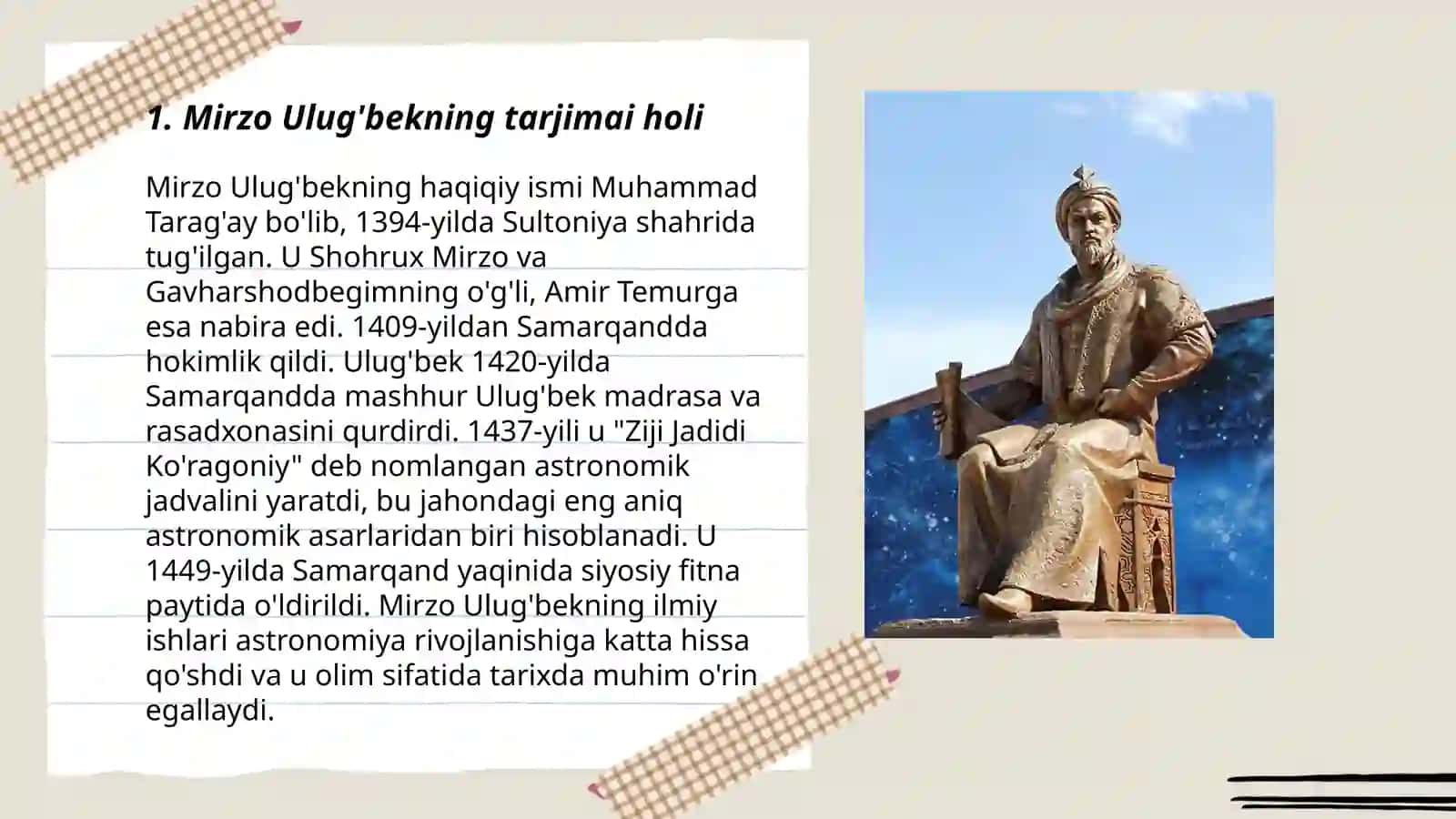 Mirzo Ulug'bekning tarjimai holi 3
