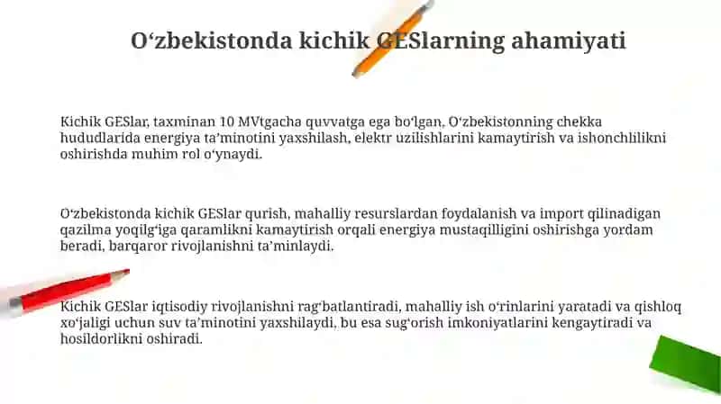 Oʻzbekistonda kichik GES lar 3