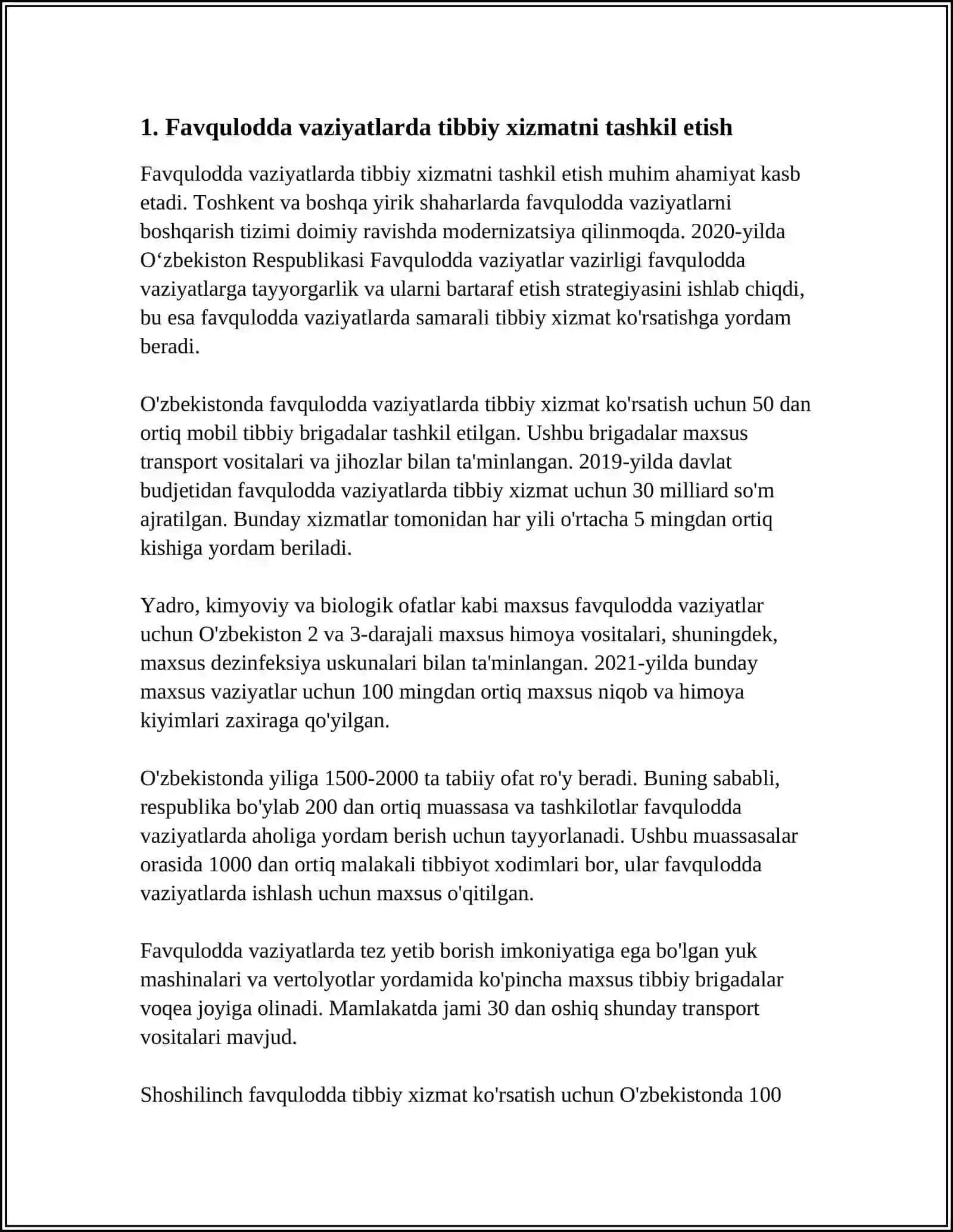 FUQARO MUXOFAZASI TIBBIY XIZMATI TUZILMALARINI TIBBIY VA BOSHQA MULKLAR BILAN TAMINLASH 3