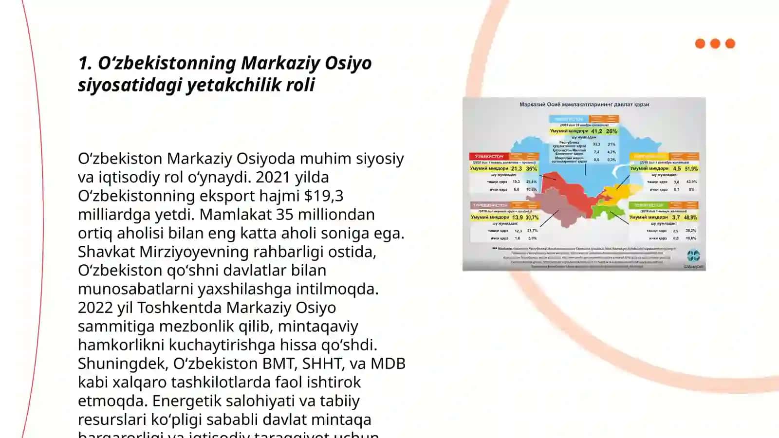Oʻzbekistonning Markaziy Osiyoda tinchlik va barqarorlikni taʼminlashdagi oʻrni 3