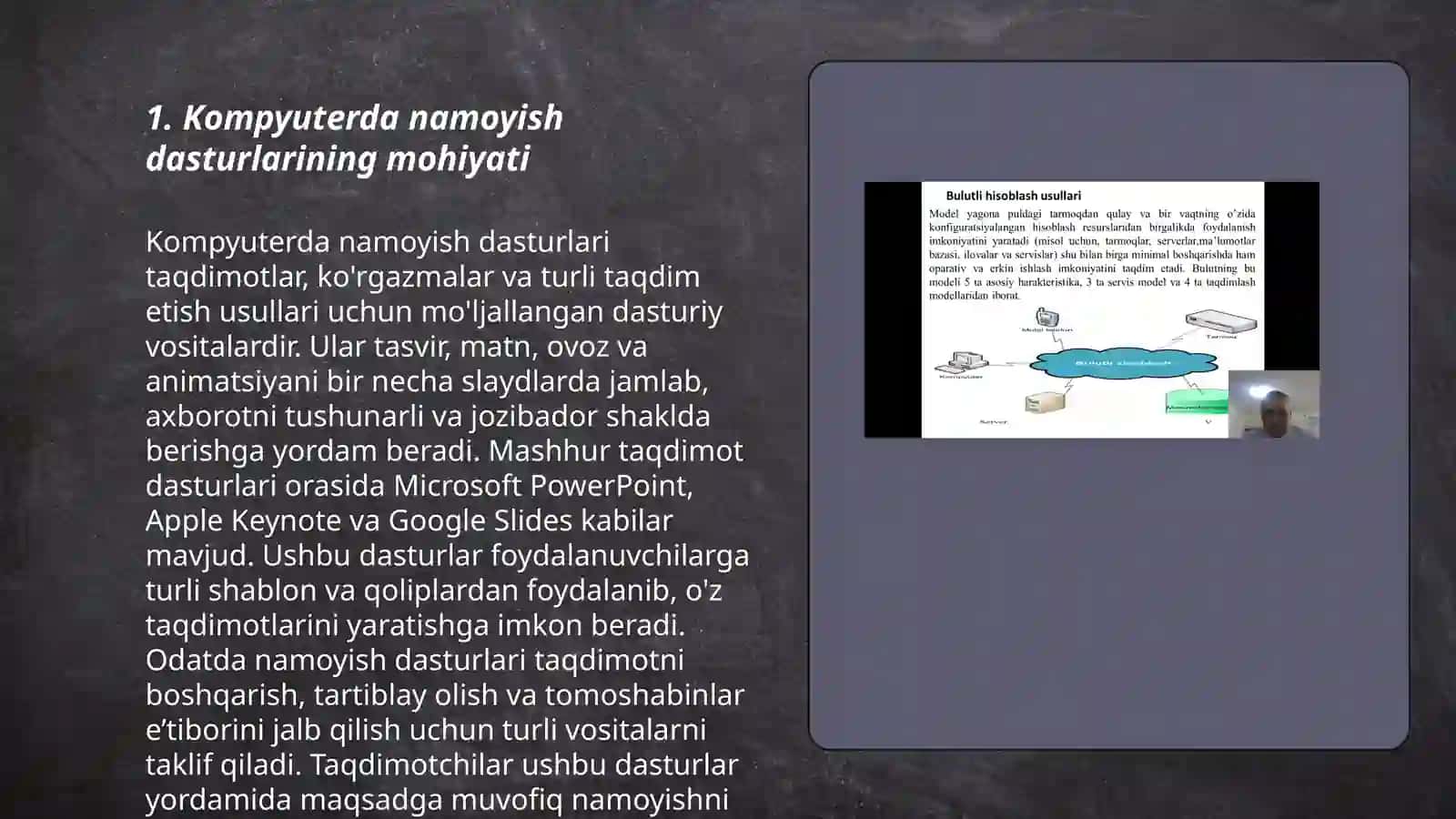 Kompyuterda namoyish dasturlar bilan ishlash texnologiyalari 3
