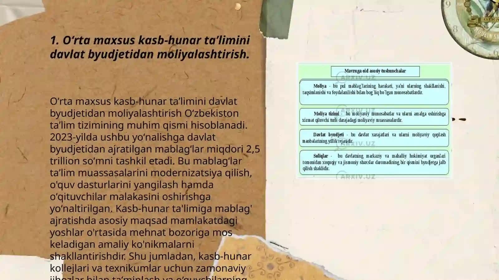 Oʻrta maxsus kasb-hunar taʼlimi muassasalari va oliy taʼlim muassasalarini moliyalashtirishning oʻziga xos xususiyatlari 3