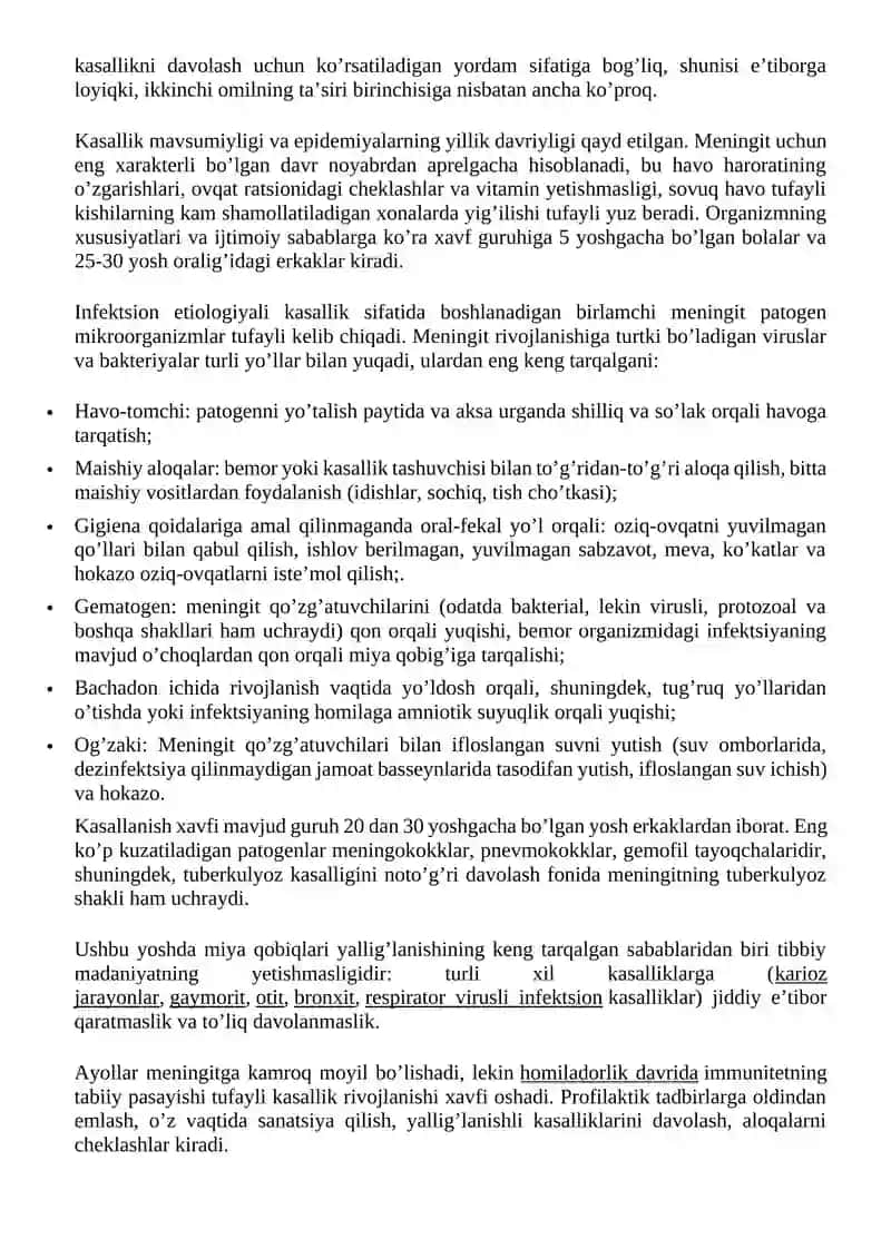 Meningit kassaligining kelib chiqishi sababli va asorati 3