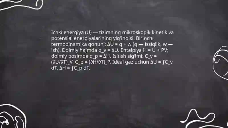 Kimyoviy termodinamika. Kimyoviy reaksiyalarning issiqlik effektini aniqlash 3