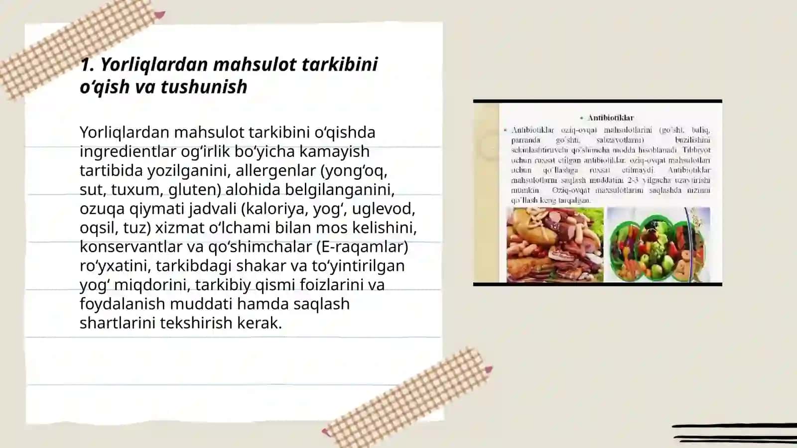 Oziq-ovqat Mahsulotlarining Tarkibi 3