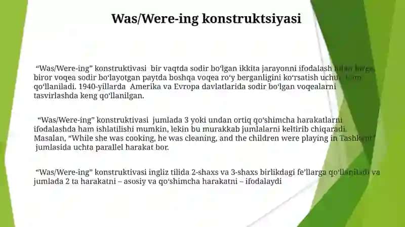 O'tgan Zamonli Gerundiy: Was/Were -Ing 3