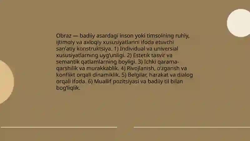 Badiiy adabiyot va obraz tasnifi 3