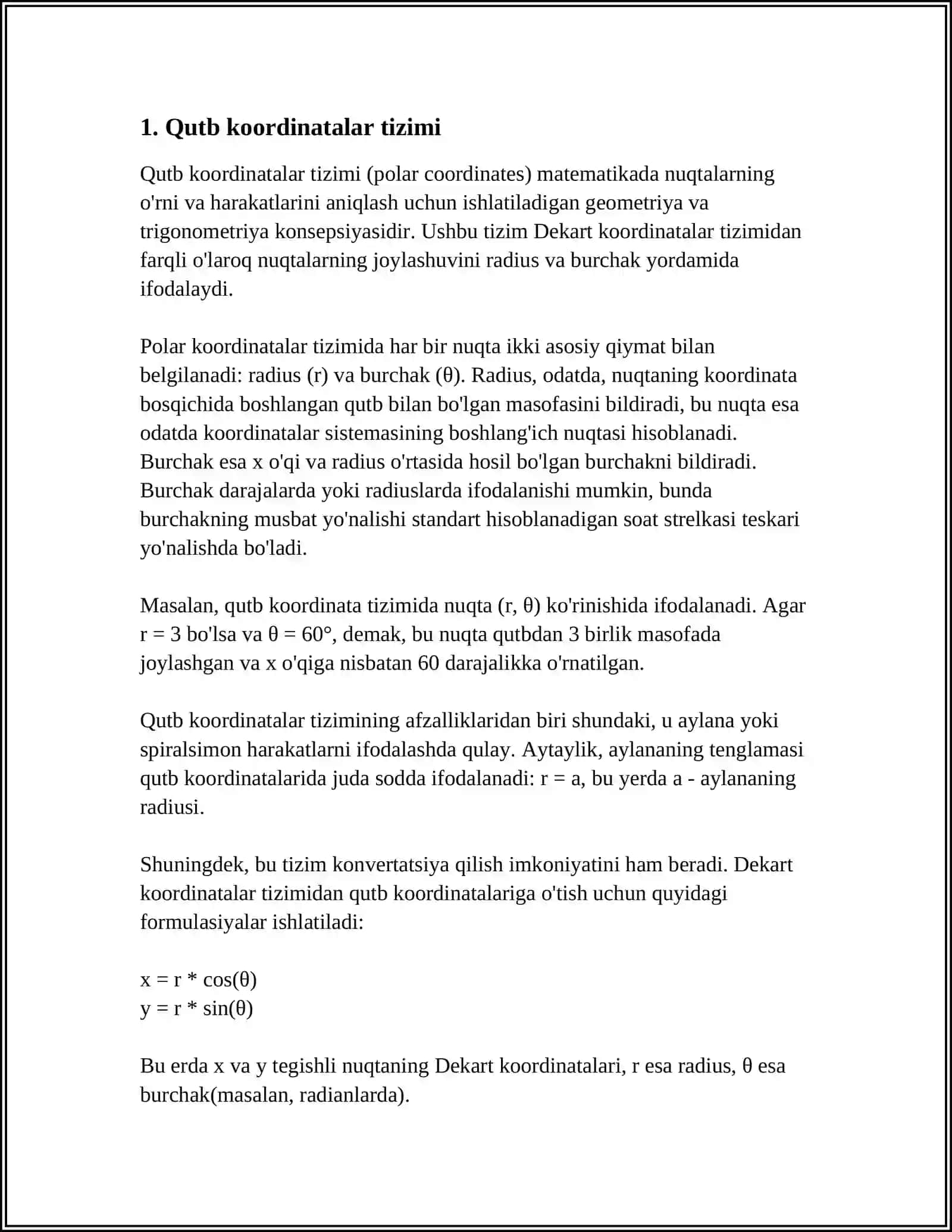 TEKIS PARALLEL XARAKATDAGI JISM IXTIYORIY NUQTASINING TEZLIGINI QUTB USULIDA ANIQLASH 3