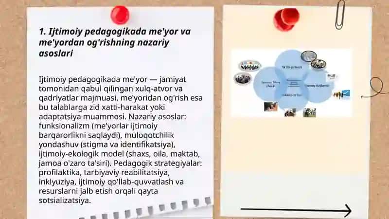 Ijtimoiy pedagogika me'yor va me'yordan og'rish masalasi 3