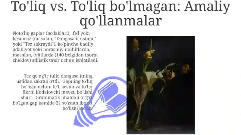 To'liq va tòliqsiz gaplar 3