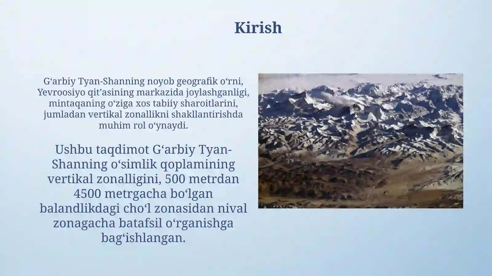 G'arbiy Tyan-Shantog'lario'simliklarqoplaminingbalandlikmintaqalanishi(vertikalzonallik) 3