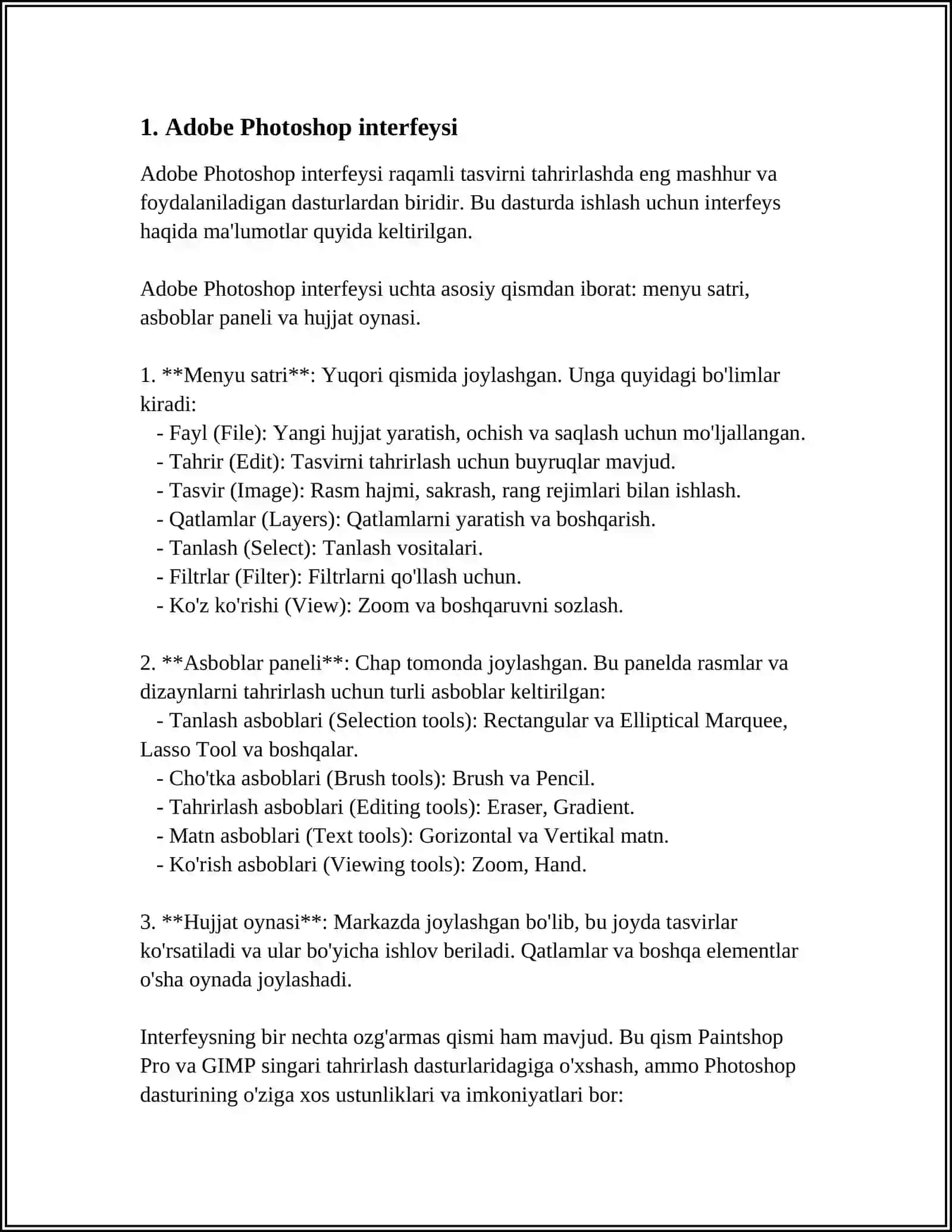 ADOBE PHOTOSHOP DASTURINING ASOSIY TUSHUNCHALARI 3