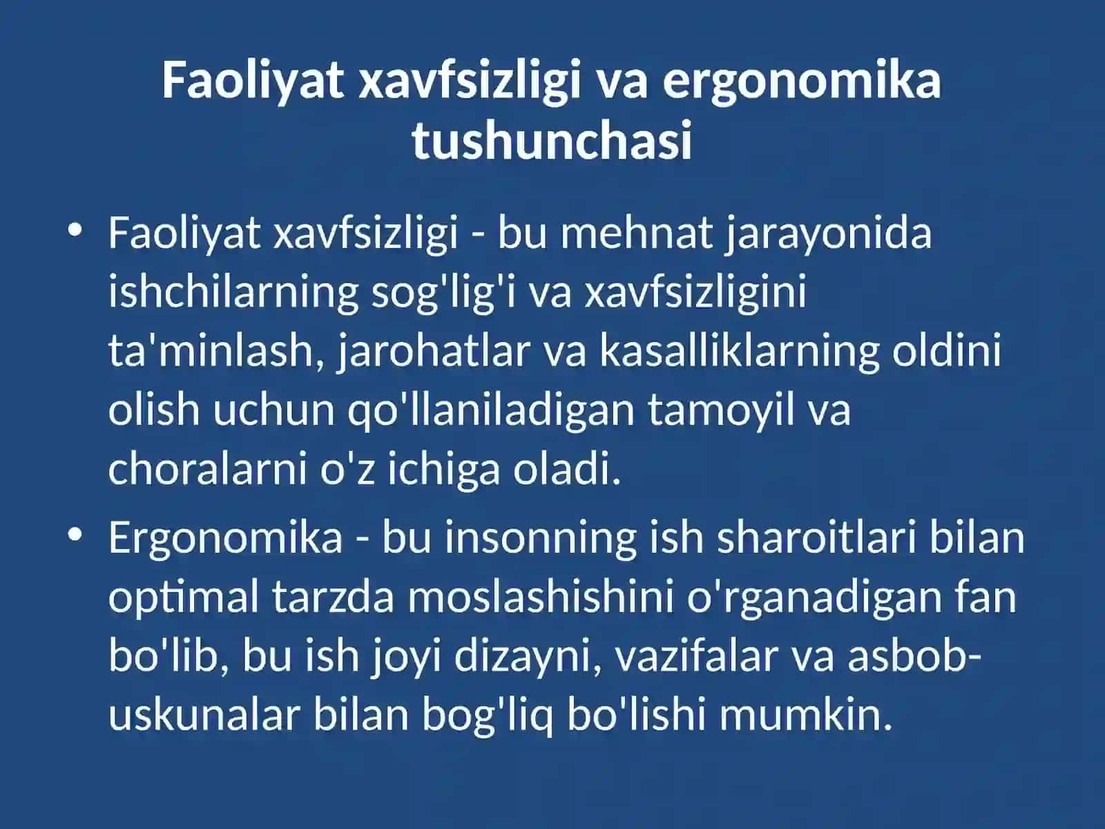 Faoliyat xavfsizligini ta`minlashning ergonomik ko`rsatkichlarini tahlil qilish 3