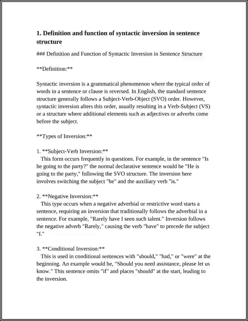 Theme: The actual division of the sentence structure: Syntactic inversion 3