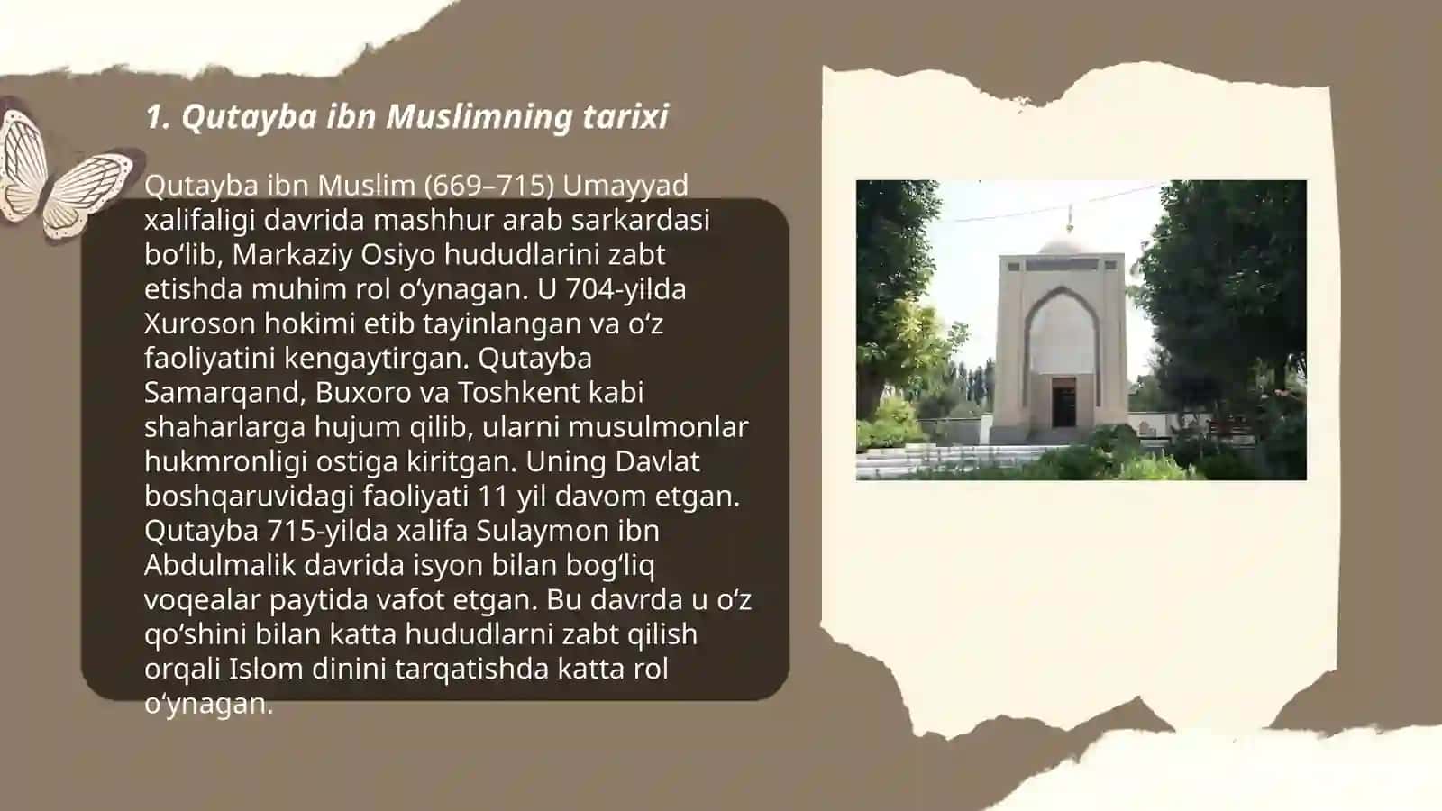 Qutayba Ibn Muslim ziyoratgohi haqida taqdimot 3