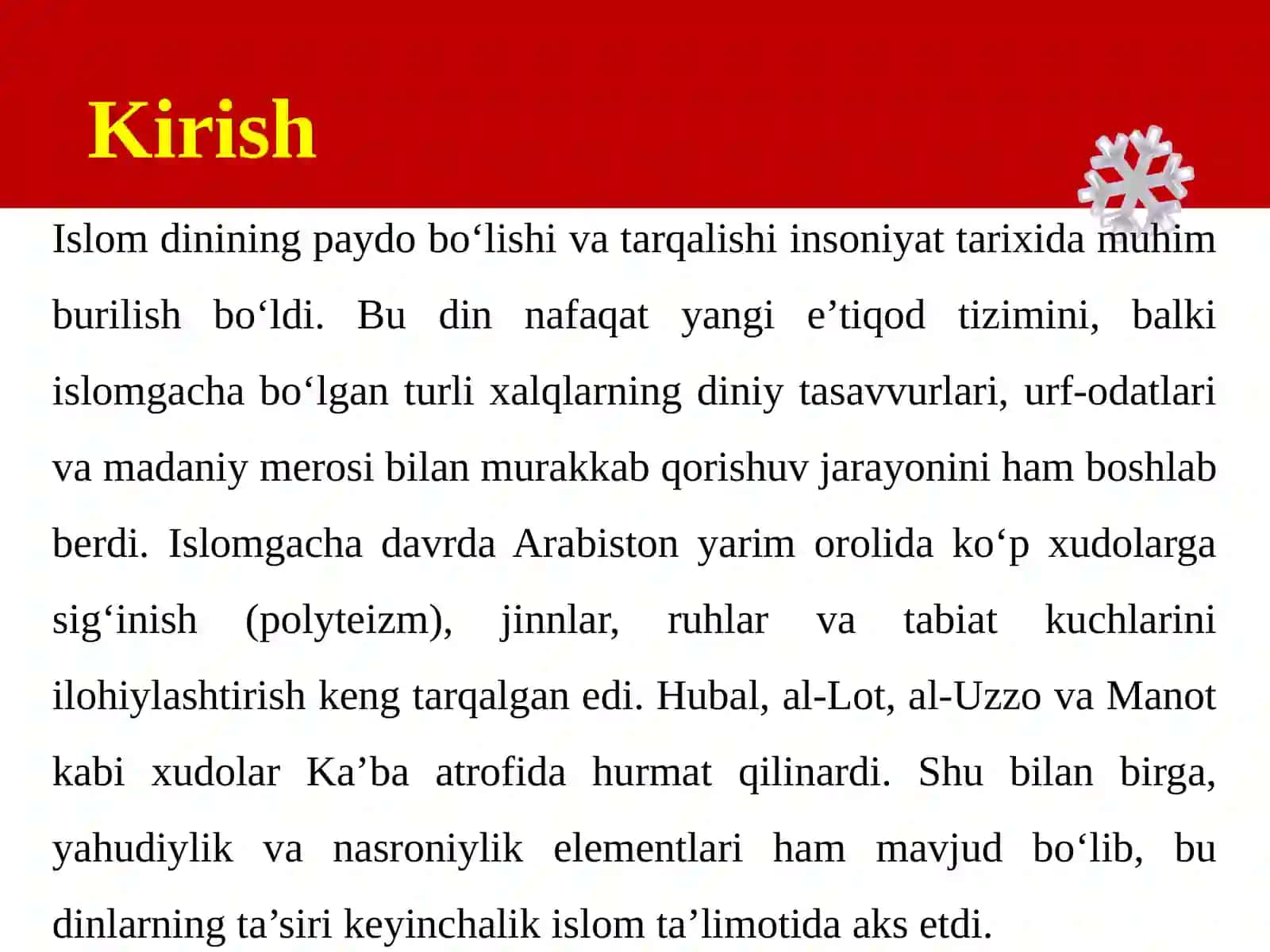 Islomgacha bo'lgan diniy e'tiqod va tasavvurlar bilan islom dinining qorishuvi 3