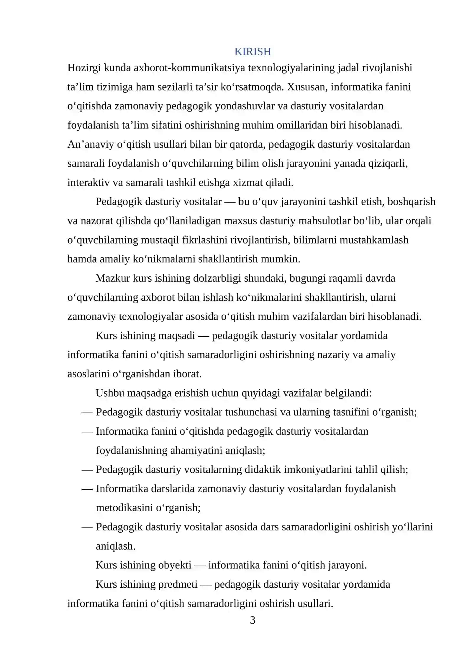 PEDAGOGIK DASTURIY VOSITALAR YORDAMIDA INFORMATIKA FANINI O‘QITISH SAMARADORLIGINI OSHIRISH 3