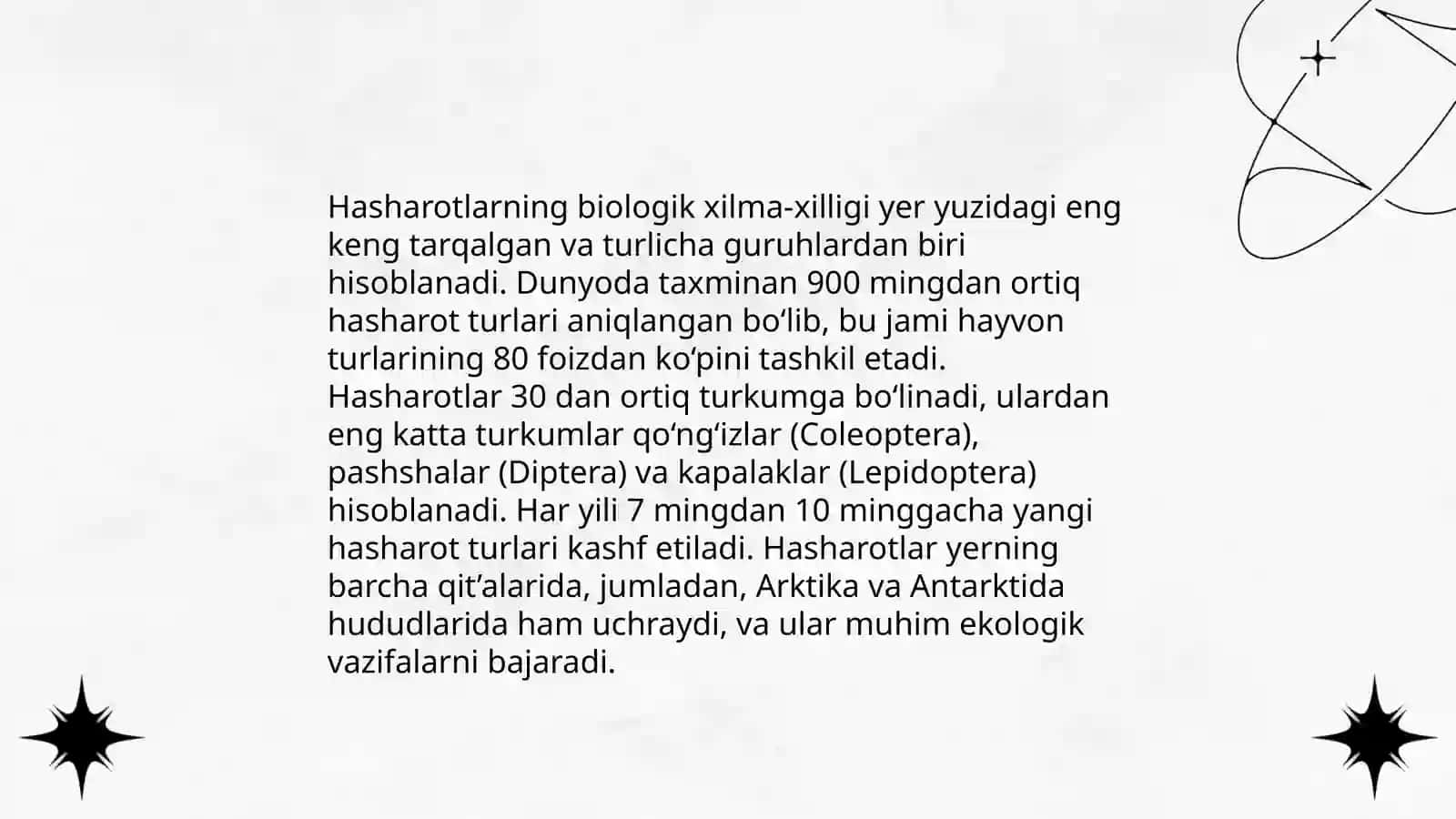 Hasharotlarning xilma-xilligi va uni baholash uslublari 3