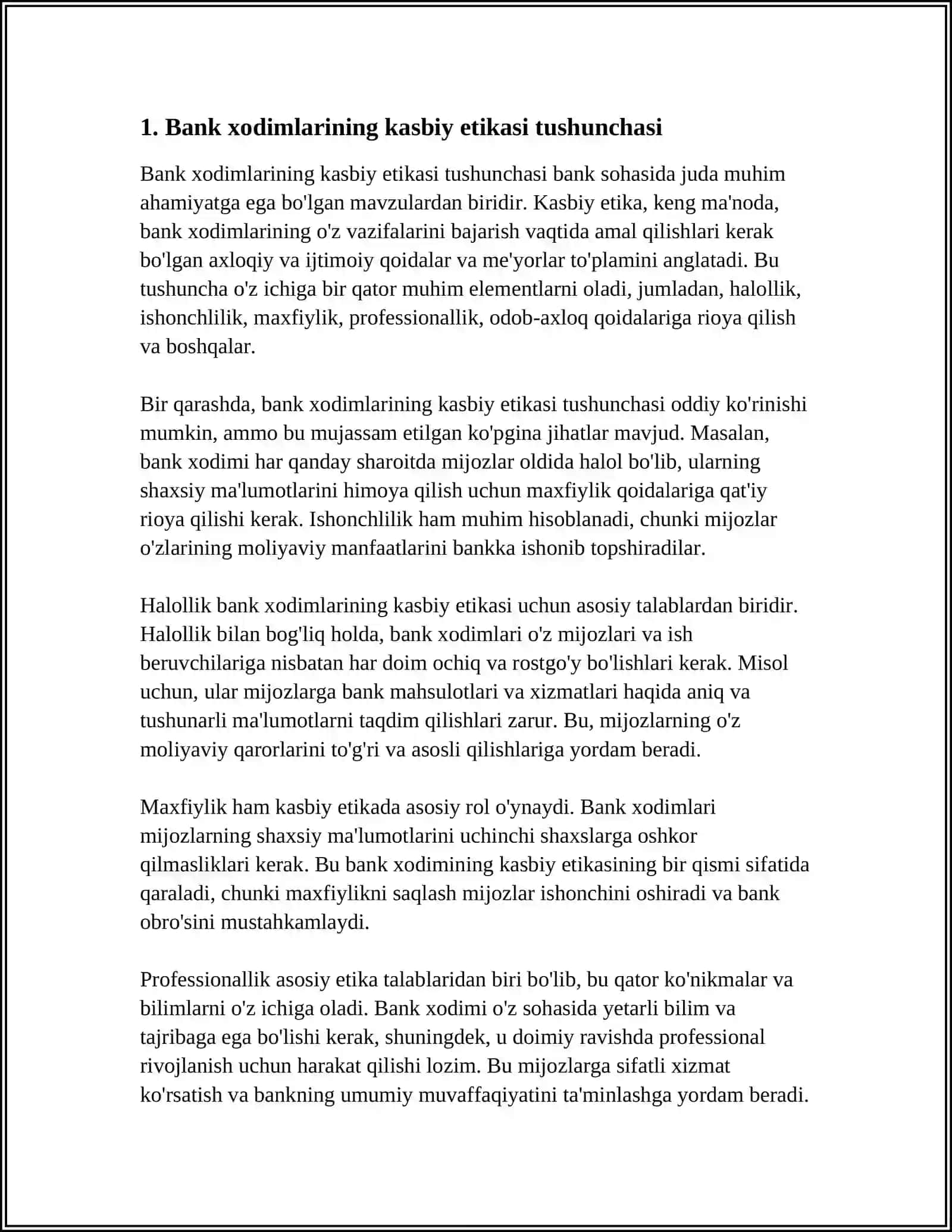 BANK XODIMLARI UCHUN KASBIY ETIKASI VA HIZMAT SIFATI 3