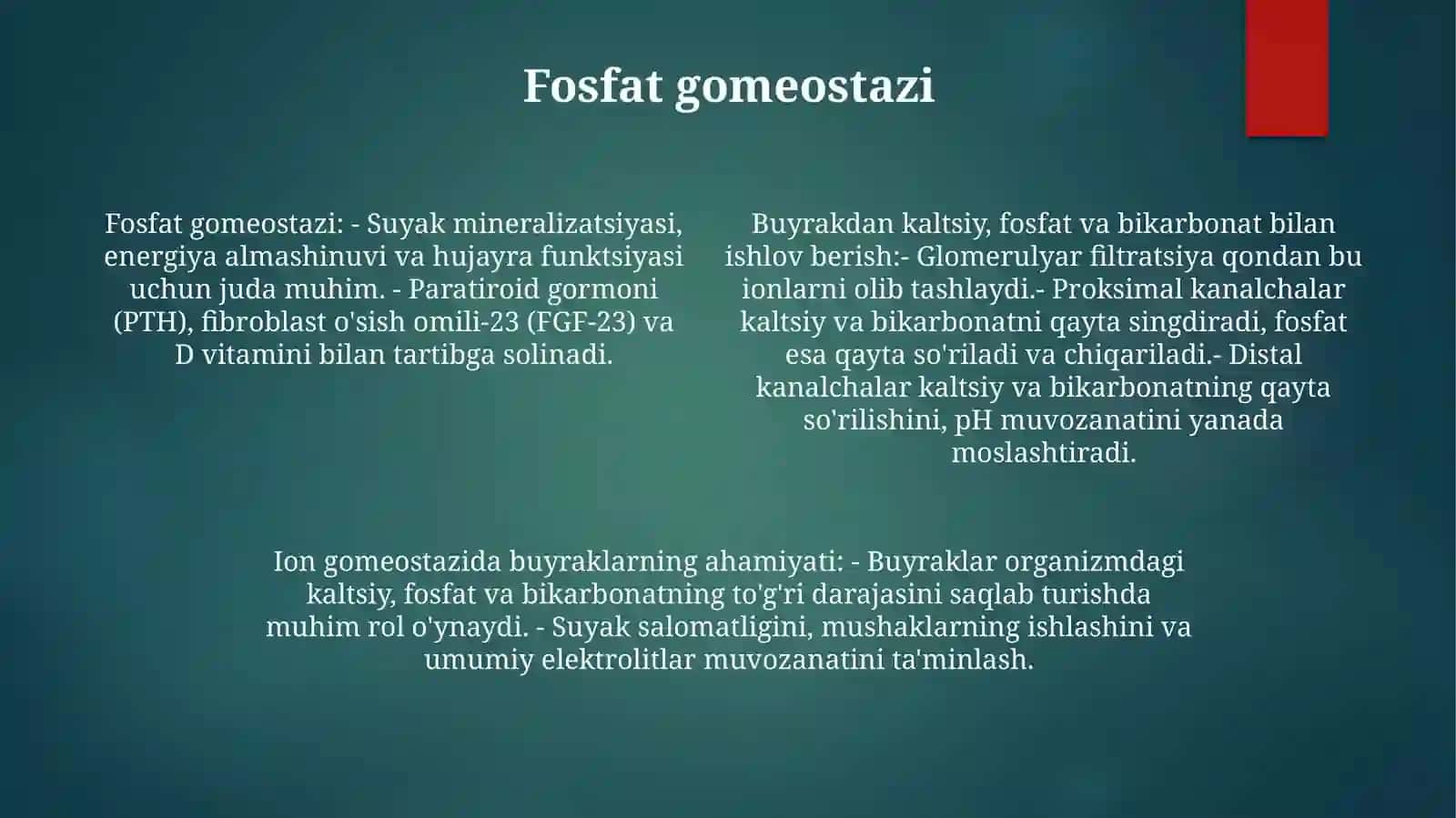 Buyraklarni Kalsiy,Fosfor Va BikarbonatAlmashinuvidagiAhamiyati 3