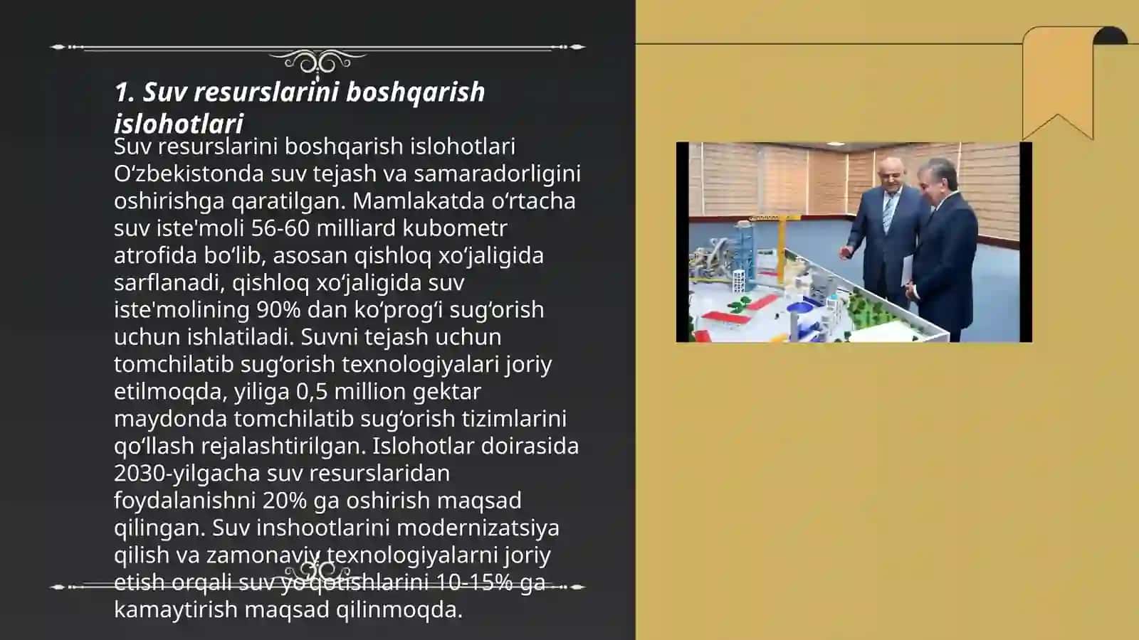 Suv resurslarini boshqarish islohotlari 3