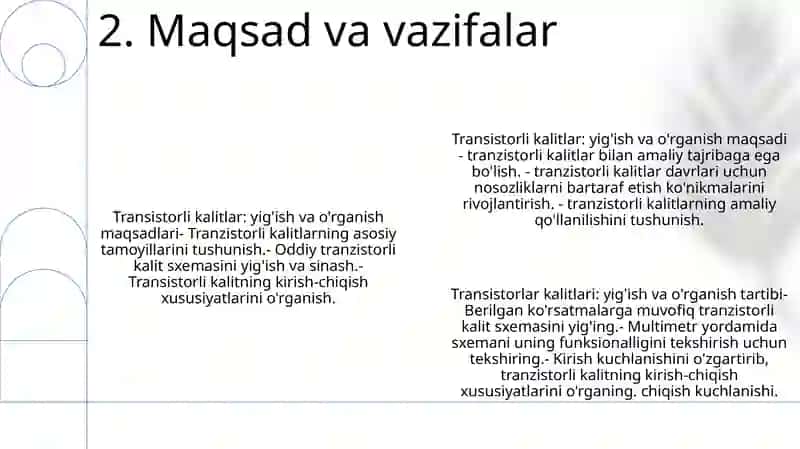 Tranzistorli Kalit Sxemasini Yigish Va Uni Ôrganish 3