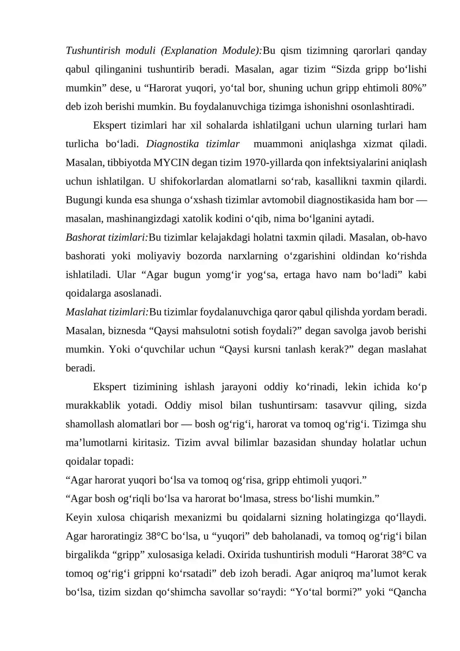 5- Laboratoriya ishi: Ekspert tizimlari 3