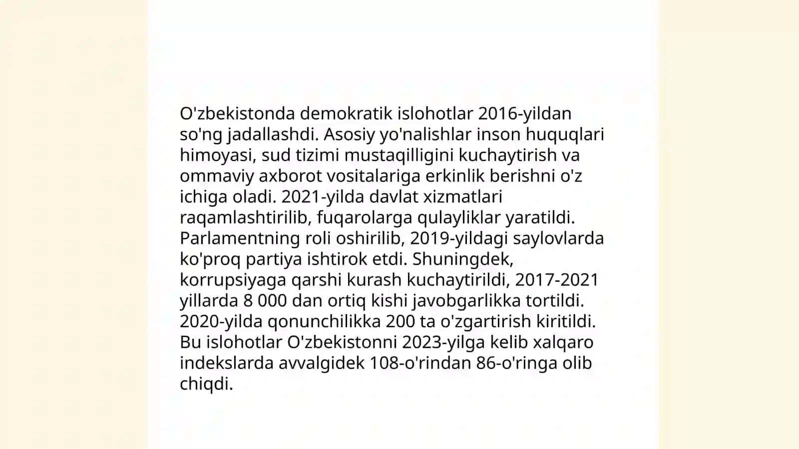Ózbekistonda Demokratik fuqorolik jamiyati asoslarining shakllanishi amalga oshirilgan siyosiy islohatlar 3
