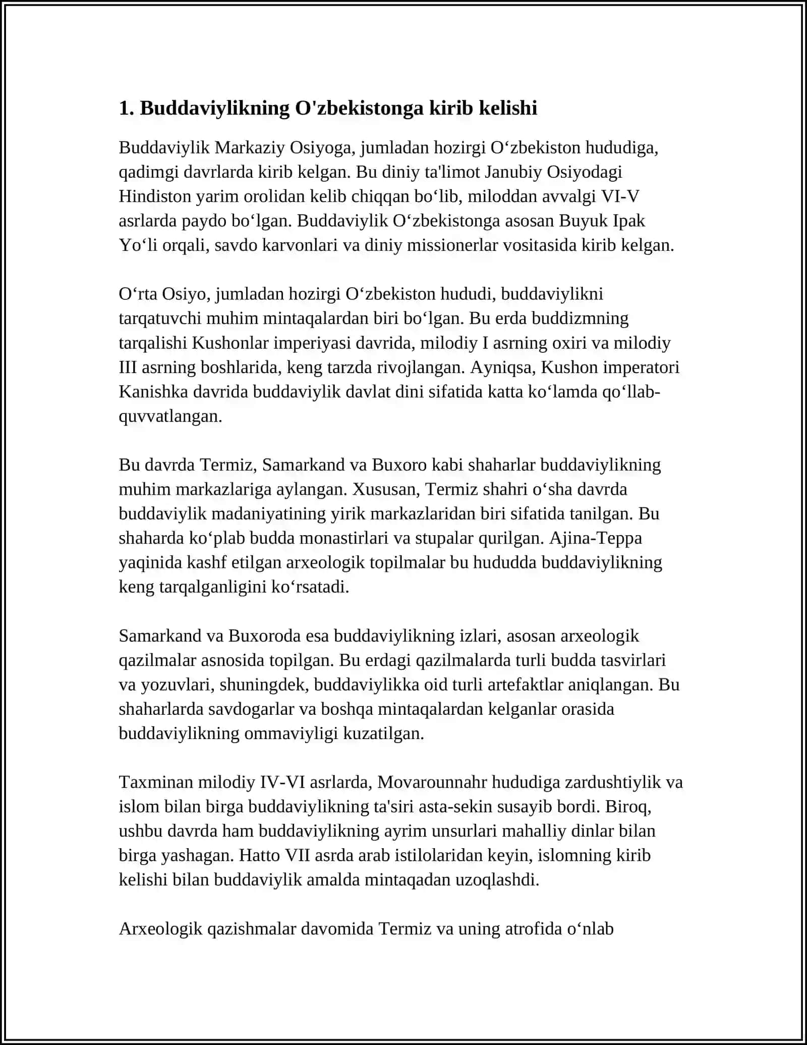 O'ZBEKISTONDA BUDDAVIYLIK DININING TARIXIY ILDIZLARI 3