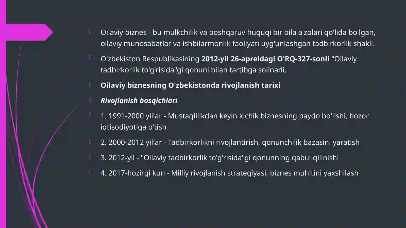 Oilaviy biznes tushunchasi, xususiyatlari va jamiyatdagi ahamiyati 3