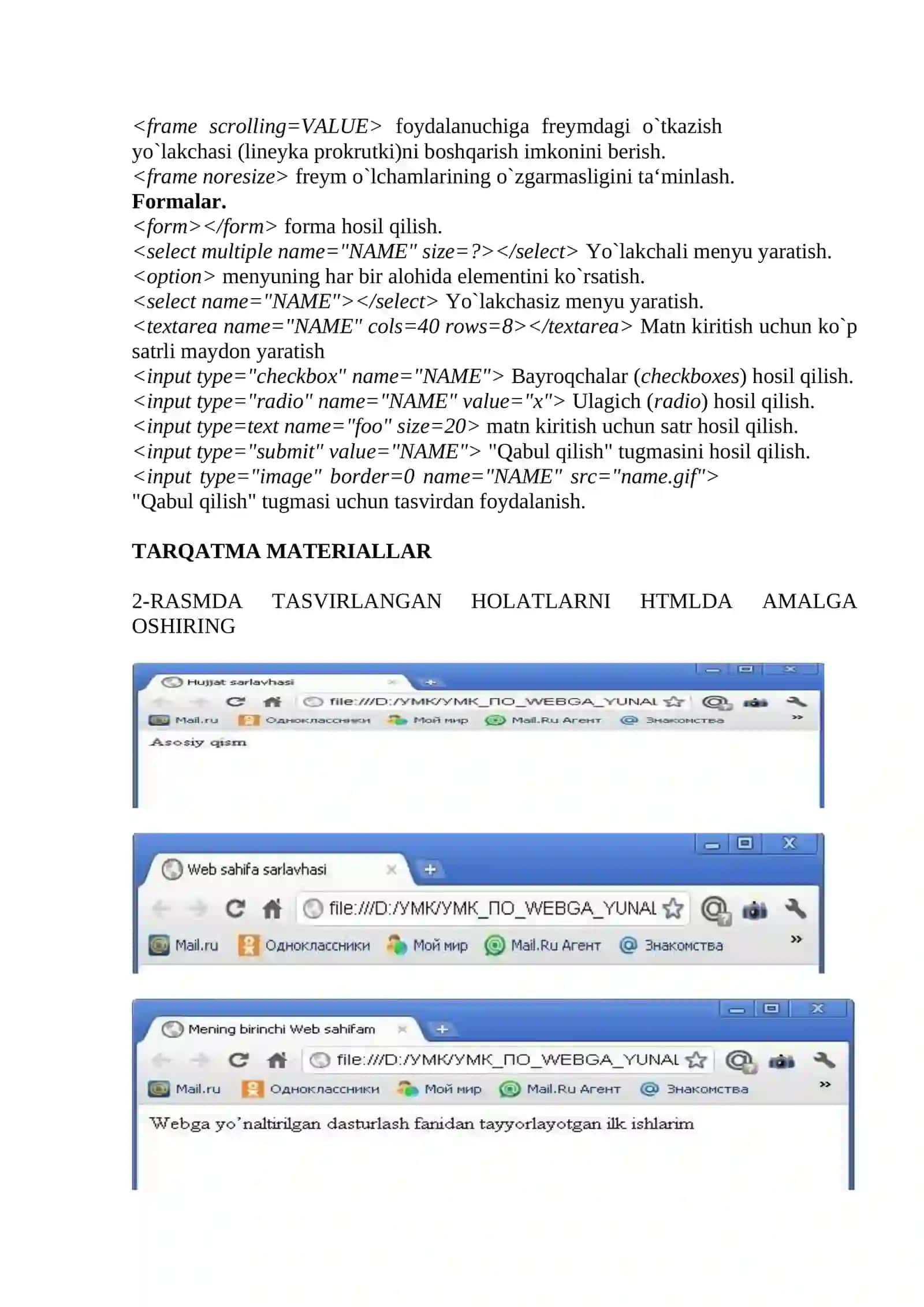 HTML teglari 3