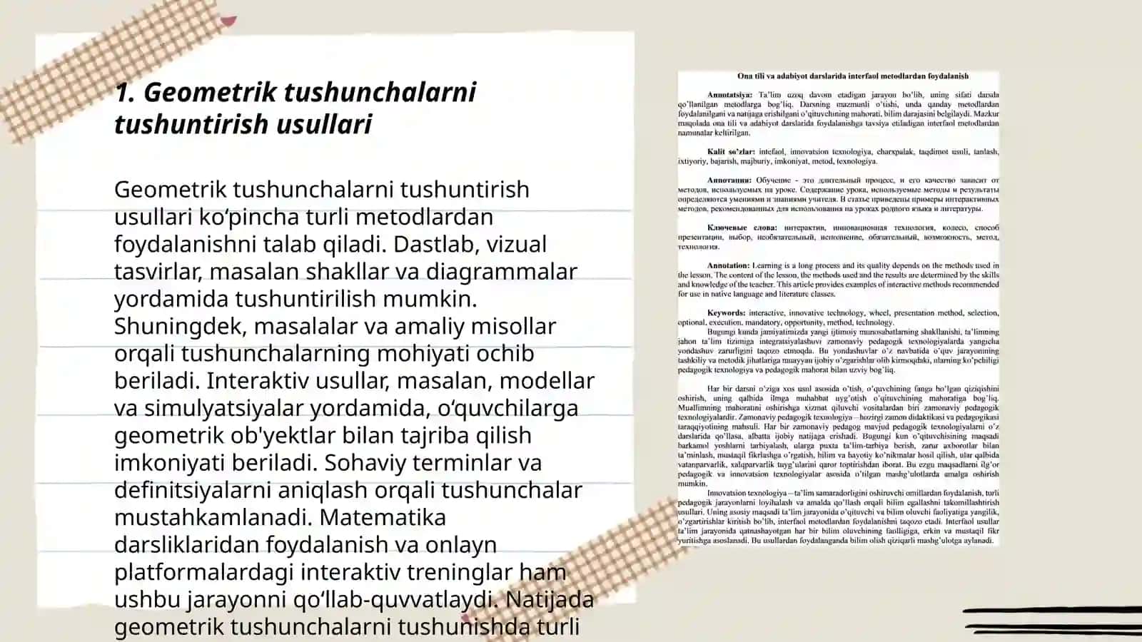 Darsdan tashqari mashg'ulotlarda geometrik materiallarni o'rganish metodikasi 3
