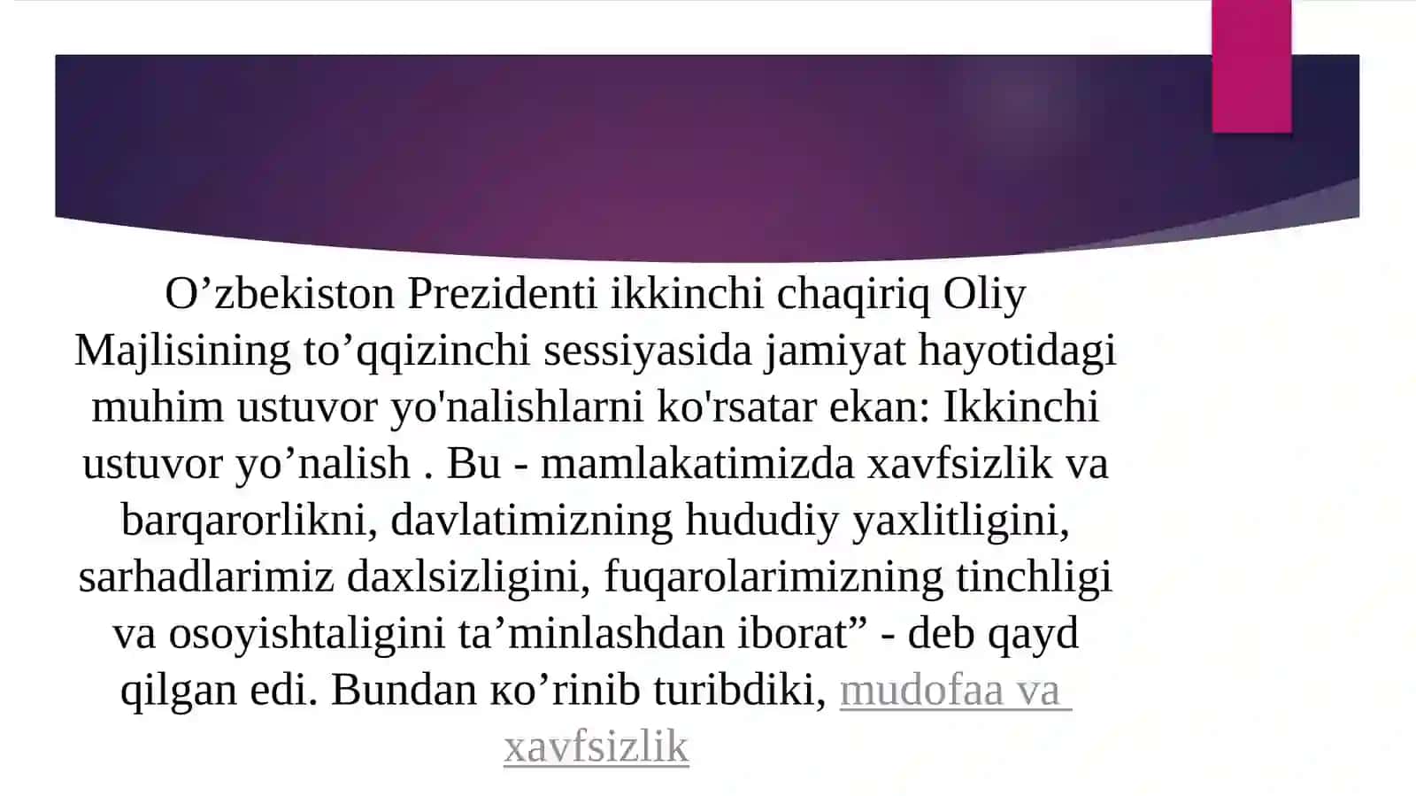Milliy xavfsizlikni ta'minlash borasida amalga oshirilgan ishlar 3