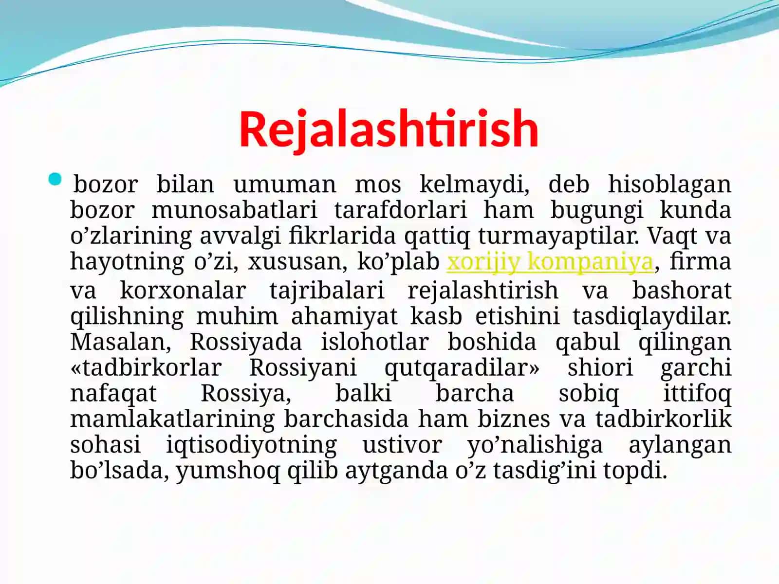Biznesda rejalashtirish ahamiyati va biznes faoliyati innovatsiyasi 3