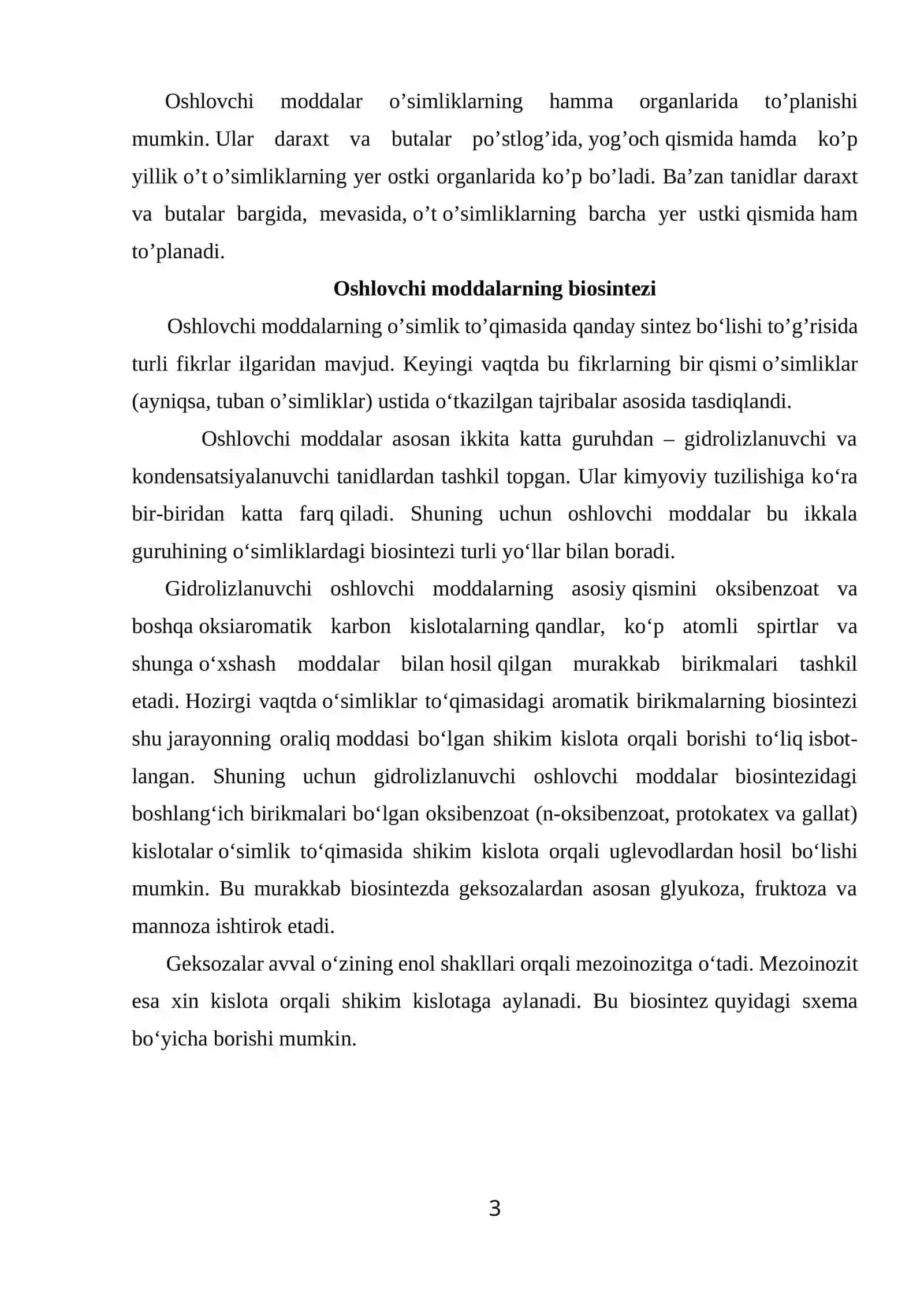Oshlovchi moddalarning tasnif reaksiyalari 3