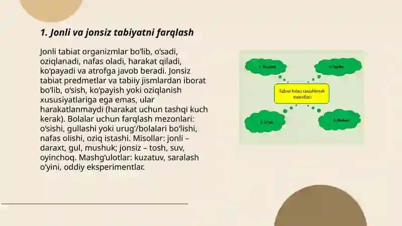 Jonli va jonsiz tabiyatni farqlash 3