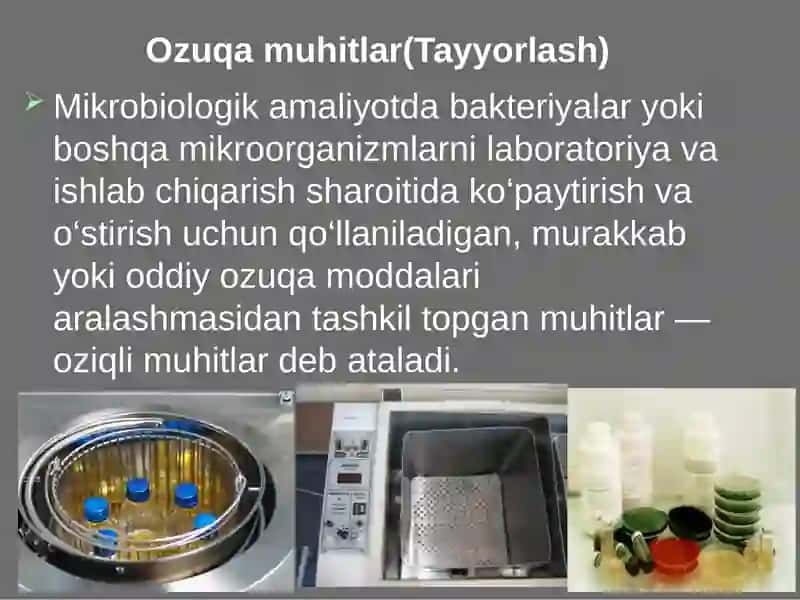 Ozuqa muhitlar. Ozuqa muhitlarni tayyorlash tamoyillari 3