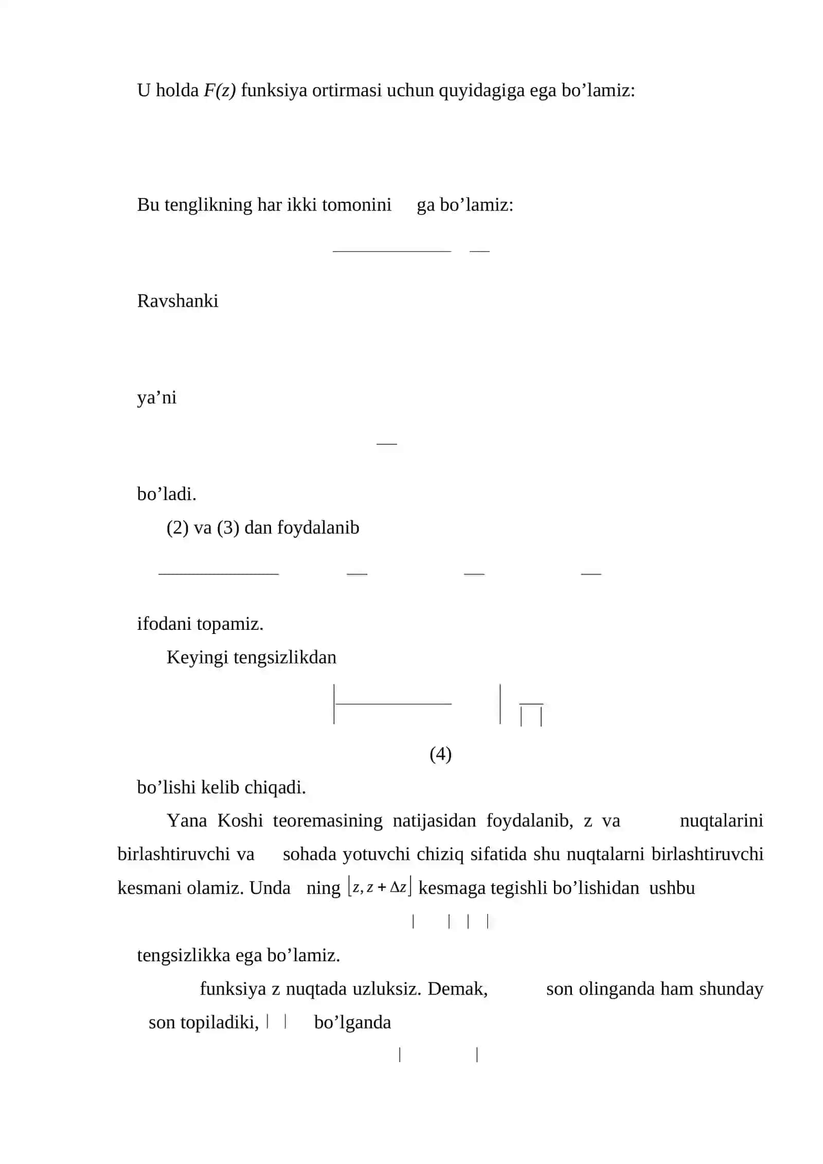 Boshlang’ich funksiya tushunchasi koshining integral formulasi 3