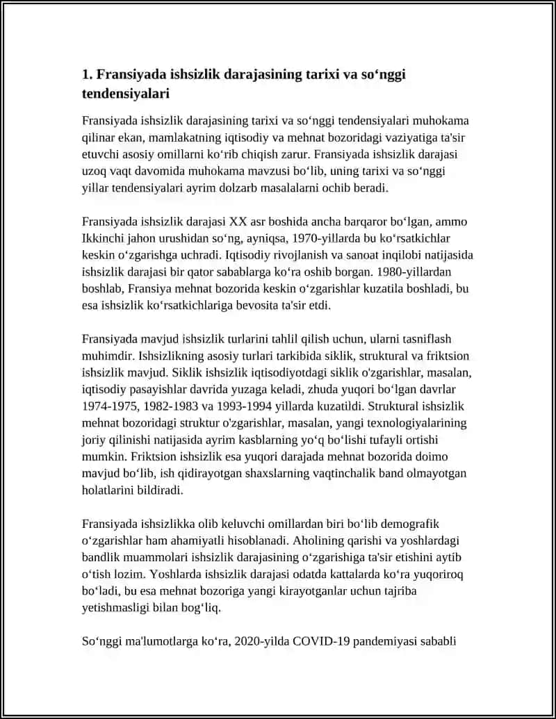 FRANSIYADA ISHSIZLIK SABABLARI ISHSIZLIK TURLARI ISHSIZLIKNI KELIB CHIQISHI AHOLINING IQTISODIY FAOLLIGI 3
