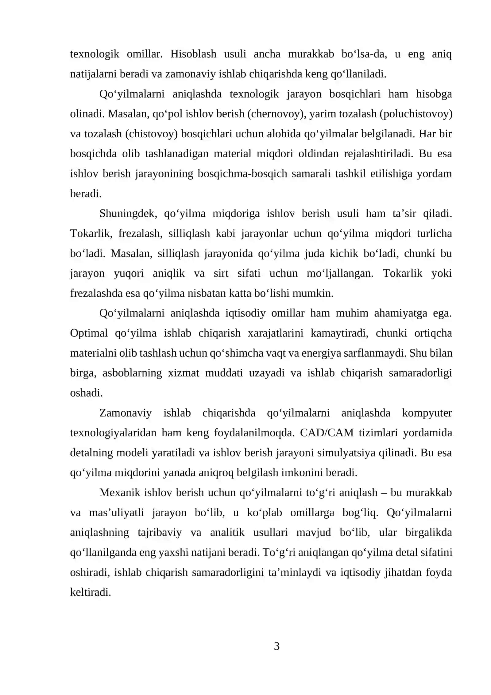 MEXANIK ISHLOV BERISH UCHUN QO‘YILMALARNI (PRIPUSKLARNI) ANIQLASH USULLARI 3