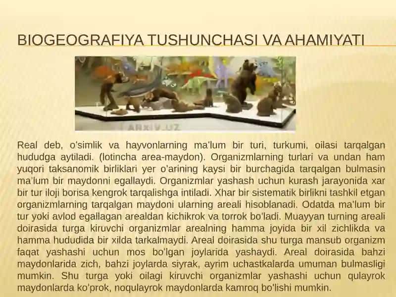 Organizm va ularning jamoalari tarqalishining geografik qonuniyatlari 3
