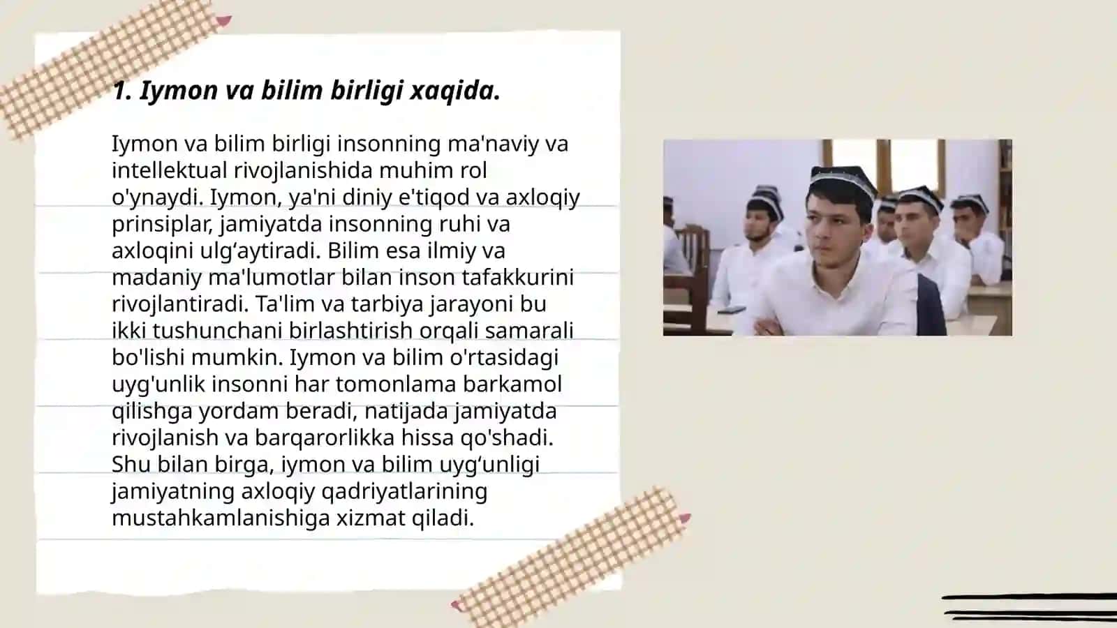 Dunyoviy bilimlar va diniy eʼtiqod birligiga erishishingning ahamiyati 3